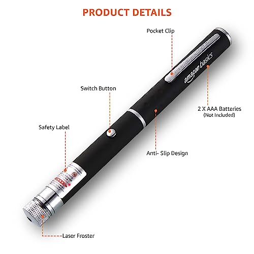 Image of Amazon Basics Green Laser Pointer Party Pen with Disco Lights, Up to 15 Meters Range, and 2 AAA Cells (Battery Not Included)