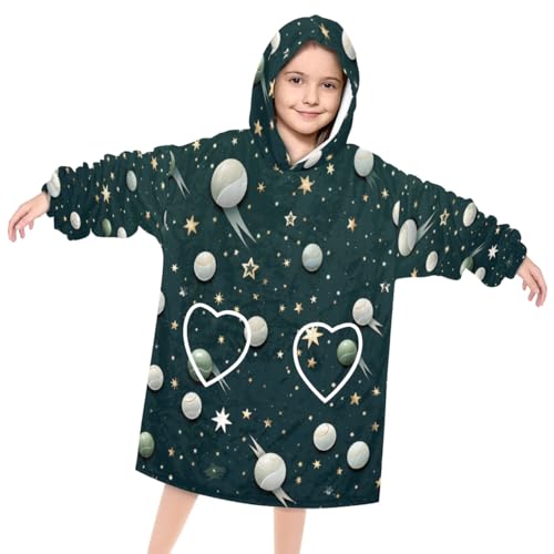 Pardick Wearable Blanket Hoodie for Kids, Beach football Fleece Sweatshirt Blanket Oversized Blanket Sweatshirt with Pocket Flannel Warm Hooded Blanket 6-10 Year Old Girl Boy Gift, One Size