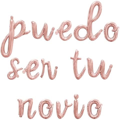 Cursive Script Letter Balloons - PUEDO SER TU NOVIO 16" Inch Alphabet Letters Foil Mylar Balloon Valentines Day Party Banner (Rose Gold) Cover