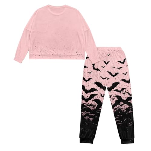 Image of Womens Lounge Set Long Sleeve Soft Pajama Sets | Casual 2 Piece Pj Outfit, Crewneck Sleepwear with Pockets, Adjustable Drawstring, Soft Comfy Fall Pajamas, Plus Size