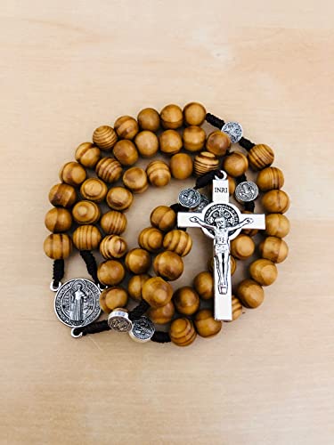 Handmade Olive Wood Catholic Rosary, Prayer Beads From Bethlehem Olive Wood Christian Prayer Beads Saint Benedict Rosary Christian Gift2
