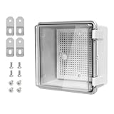 LMioEtool ABS Plastic Dustproof Waterproof IP65 Junction Box Hinged Shell Universal Electrical Project Enclosure Gray, with PC Transparent Clear Cover 5.9 x 5.9 x 3.5inch(150 x150 x90mm)