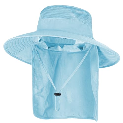 Image of Sun Hats for Men Women Fishing Hat UPF 50+ Breathable Wide Brim Bucket Hats Summer UV Protection Safari Hat with Neck Flap