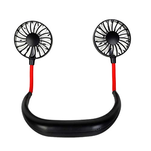 Preisvergleich Produktbild Tree-on-Life Sommer Freisprecheinrichtung Nackenband hängen USB wiederaufladbare Dual Fan Mini-Luftkühler tragbare Geschwindigkeit einstellbar