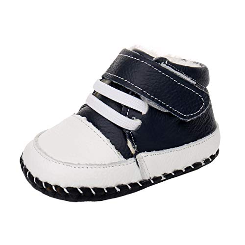 Orgrimmar Baby Boys Girls First Walkers Soft Sole Leather Baby Boots (135, Blue)