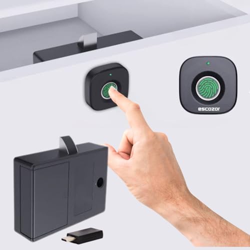 Escozor® CL010 Smart Digital Furniture Keyless Lock for Drawer or Wardrobe (20 Fingerprints Storage & Each Lock Different E-Key)