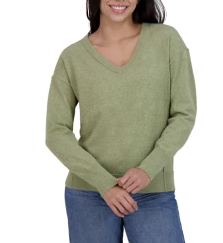 Lucky Brand Women's Soft Long Sleeve V-Neck Sweater (US, Alpha, Large, Regular, Regular, Olive Night (Green))