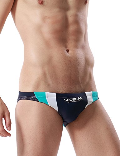 SEOBEAN Mens Low Rise Sexy Sport Swimwear Trunk Boxer Brief Bikini Swimsuit (Large(31-34