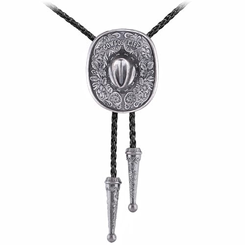 Image of GelConnie Native American Bolo Tie Rodeo Cowboy Leather Necktie Western Necklace Costume Accessories for Men,Women