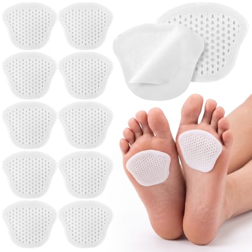 Image of Syhood 20 Pieces Metatarsal Felt Pads Foot Insert Pads Ball of Cushion for Pain Relief Forefoot and Sole Adhesive Accessories for Men and Women 1 /4 Inch Thick(Honeycomb Style,White,Sebs Material)