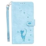 case for AQUOS sense8 SH-54D SHG11ケースカバー手帳型 アクロス センス8ケースカバー あくおすセンス8 カバーケースカバー手帳型 かわいい 型押し柄 ストラップ付き【MOMO1】マグネット開閉式 カードポケット付き 横開きスタンド スマホケース 財布型 全面保護 耐衝撃 衝撃吸収 (B2-ブルー, AQUOS sense8)