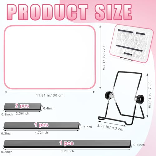 Image of Flutesan 8 x 12 Inches Knitting Pattern Holder with 4 Replacement Magnets Knitting Chart Keeper Cross Stitch Magnetic Board Cross Stitch Accessories and Supplies for Crochet(Pink Border)