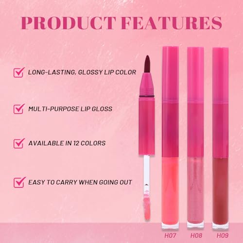 Image of evpct ‌3Pcs Matte Liquid Lipstick Marker Pen Lip Liner Combo Set with Lip Oil, Shine Finish, Mauve Hot Pink Red Brown 2 in 1 Lip Gloss Tint Stain Color Lipstick Long Lasting Waterproof for Women