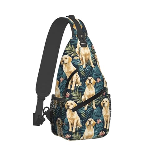 Sac banane réglable pour voyage et sport avec imprimé floral tropical labrador
