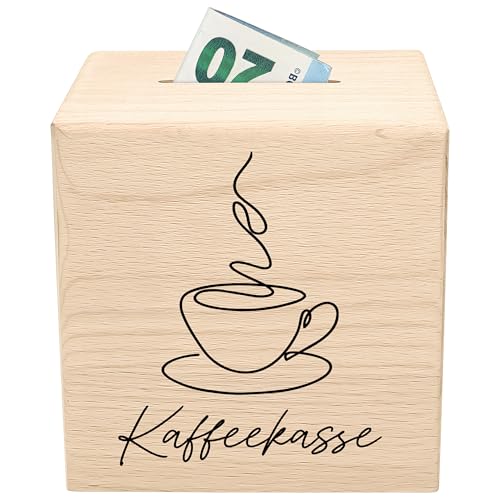 Kaffeekasse aus Holz Trinkgeldkasse Spardose für Trinkeld Sparkasse Spendenkasse Holzspardose