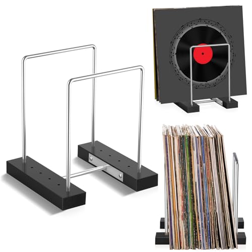 Woodoulogy Soporte de almacenamiento de discos de vinilo para 35 LP individuales (marrón)