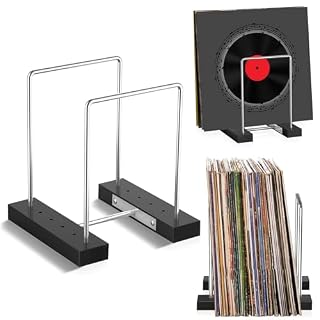 Vinyl Record Storage Stand for 35 Single LPs, Solid Walnut Album Display Holder Organizer, Long Play Music Collection Shelf,Now Playing Vinyl Album Rack,Fits 7″ – 12″ Albums - Les Beatles, Paul McCartney, John Lennon, RIngo Starr, George Harrison