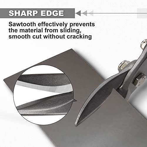 Flameweld Aviation Snips Left Cut - 10 Inch Tin Snips Cutter For Cutting Metal Sheet, Chrome Vanadium Steel With Forged Blade, Left Aviation Snips For Safety Latch, And Hanging Hole #TOP2