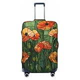 Woshuwo Fundas elásticas para equipaje de viaje con vidrieras de amapolas, a prueba de polvo, resistente a los arañazos, protector de maleta de 22 a 24 pulgadas