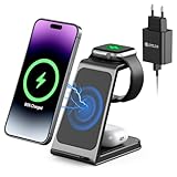【Wide compatibility】: Perfekter Induktive Ladestation , 10 W fast charging für Samsung Galaxy S23/S22/S21/S20/S10/S9/S8/Note 20/Note 10/Note 9/Note 8/S7/S7 edge; 15 W fast charging for iPhone 15/15 Plus/15Pro/15 Pro Max/14/14 Plus/14 Pro/14 Pro Max13 Mini/13/13 Pro/13 Pro Max/12 Mini/12 Pro/12 Pro Max/SE/11 Pro/11 Pro Max/Xs/Xs/Xs/Xs/Xs;2W for Apple Watch 8/7 / 6 / 5 / 4 / SE / 3 / 2； 5W for AirPods Pro 3, AirPods 2. (Note: Be sure to use the QC3.0 adapter (included).