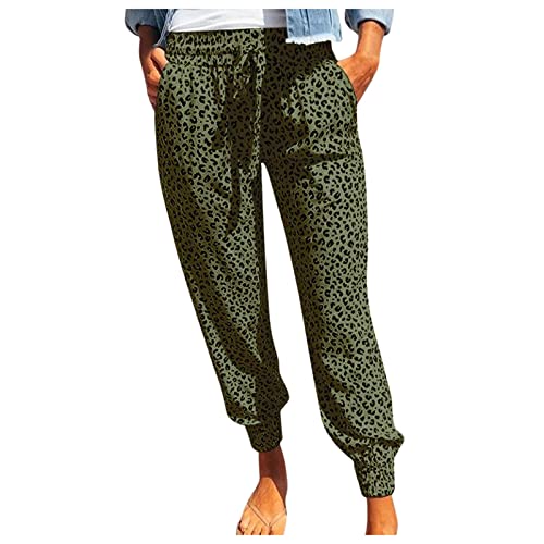 Zquehuo Plus Size Sweatpants For Women Leopards Printed Workout Yoga Pants Athletic Joggers Gym People Trackpants Slacks (4X-Large, Green) #TOP30