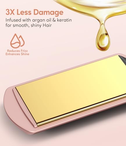 FARERY Ceramic Mini Hair Straightener, 1.5 Inch Wider Plate, Hair Iron for Fast Straightening, Portable Flat Iron with Dual Voltage and Storage Bag