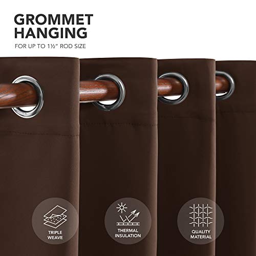 Deconovo Blackout Curtains 2 Panel Room Darkening Curtains Bedroom Curtains Blakcout Drapes for Nursery 55Wx95L Inch Chocolate Set of 2 Panels by Deconovo - Image 4