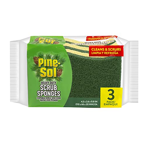 Pine-Sol Heavy Duty Scrub Sponges For Cleaning | Dual-Sided Dishwashing And Scouring Pad | Kitchen Supplies For Washing Dishes, Pots, Pans, 3 Pack #TOP14