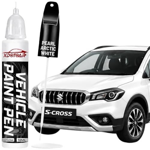 Image of XDOTOAR Car Touch Up Paint Pen for Maruti Suzuki S-Cross Pearl Arctic White (ZHJ) | Factory Color Matched 2K Paint Technology | Car Scratch Remover & Paint Chip Repair | Quick Dry Formula | Rust Protection | 18ml