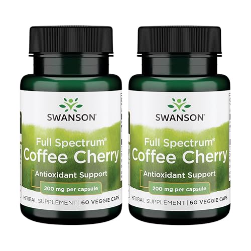 Swanson Full Spectrum Coffee Cherry - Antioxidant Support - Cognitive Supplement - Offers Cellular Protection with High ORAC* - Gluten Free & Non-GMO - 60 Veggie Capsules (2 Pack)