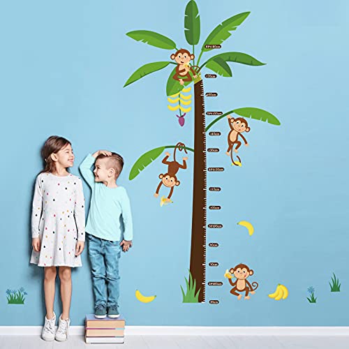 decalmile Stickers Muraux Singe Arbre Hauteur de Mesure Autocollant Mural Animaux de Jungle Mesure Tableau Enfants Décoration Murale Chambre Bébé Pépinière