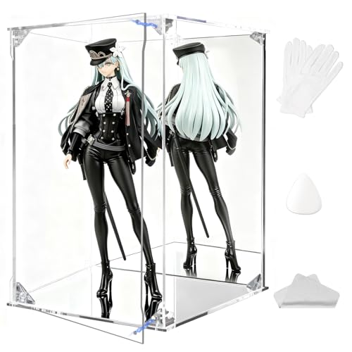 KrystaCase コレクションケース フィギュアケース アクリルケース UVカット 台座ミラー・背面ミラー 【マグネット式扉×前扉左右交換可能】 ディスプレイケース 積み重ね 高い透明度 耐用 防汚 防汚手袋・クリーニングクロス付き 組立簡単 フィギュア、おもちゃ、コレクション品、モデルに最適の商品画像（Amazon）