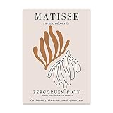 Henri Matisse Retro Affiches Résumé Résumé Coral Leaf Murale Art Vintage Matisse Canvas Peinture Livrée Decoration de Chambre Nordic Tableaux de Style Nordique （Pas de Cadre）