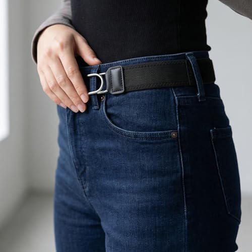 SGYKJ Lot de 4 ceintures sans boucle pour homme et femme, ceintures tactiques sans boucle avec crochet en métal sans boucle, ceinture latérale extensible invisible pour pantalons légèrement amples – vue 5