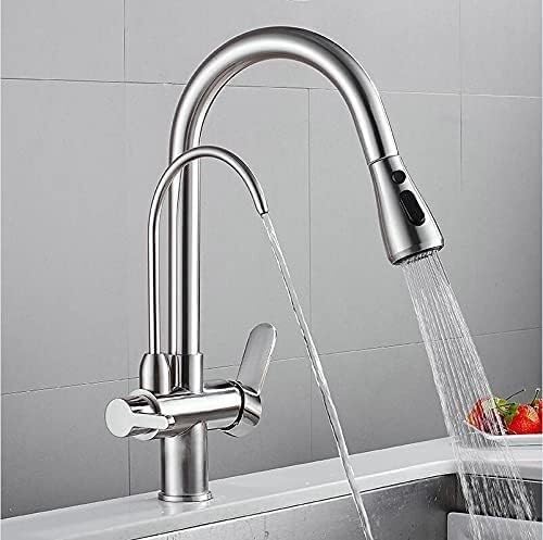 Faucet Bar Farmhouse Commercial, Pull Out Solid Brass Crane for Kitchen, Deck Mounted Black Water Filter Tap, Sink