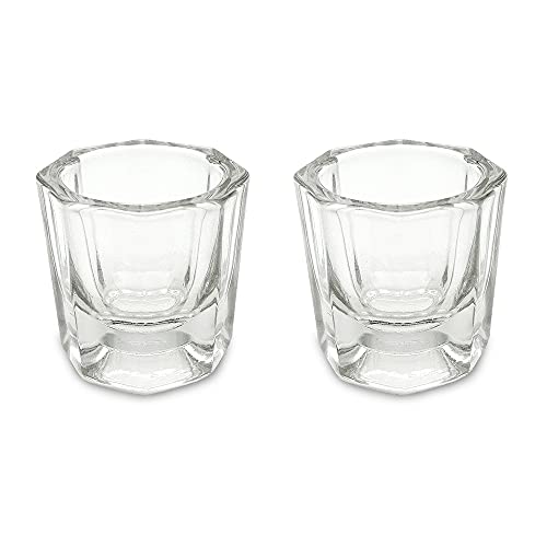 Crystal Glass Dappen Dishes for Nail Art Acrylic Liquid Powder and Nail Polish Removing (2, Clear)