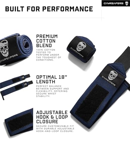 Image of Gymreapers Weightlifting Wrist Wraps (IPF Approved) Professional Quality Wrist Support with Heavy Duty Thumb Loop - Best Wrap for Powerlifting Competition, Strength Training, Bodybuilding