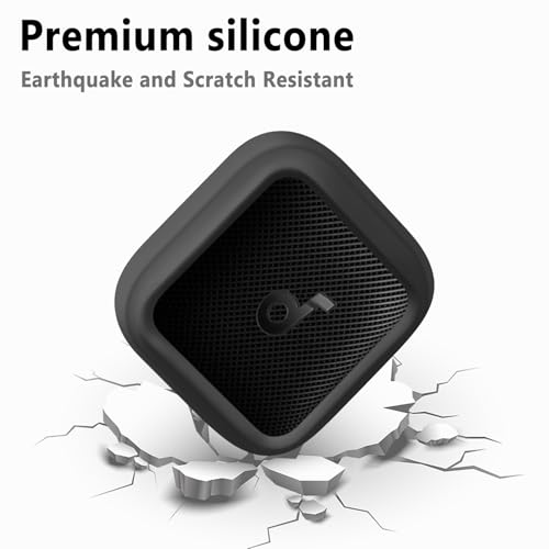 Image of Geiomoo Silicone Cover for Anker Soundcore Boom Go 3i Case, Soft Flexible Scratch Resistant Protective with Carabiner (Black)
