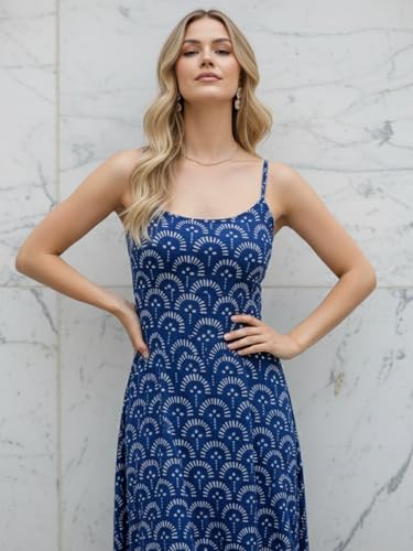 Image of Aahwan White Printed Round Neck Sleeveless Backless Long Indo Western Fusion Dress for Women's & Girl's
