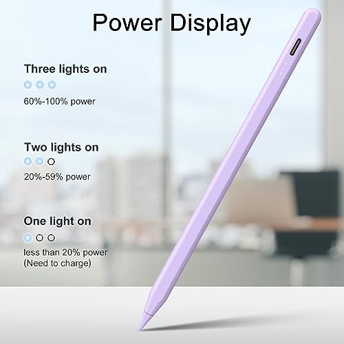 Image of DIGIROOT iPad Pencil【NO.1 Sales in US&EU】,13 Mins Fast Charge Stylus Pen for iPad with Palm Rejection for 2018-2024 iPad Air 3 /4 /5 /M2, iPad mini 5 /6, iPad 6 /7 /8 /9 /10, iPad Pro 11 inch,12.9 inch&M4 (Purple)