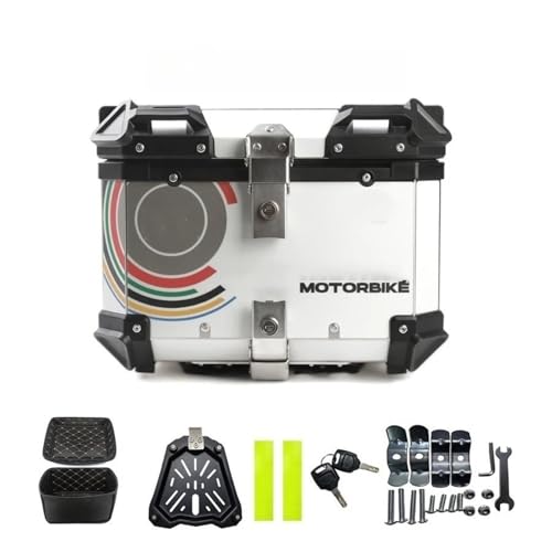 Boîte arrière de universelle MotoValise alu blanc 55L pour ranger un casque