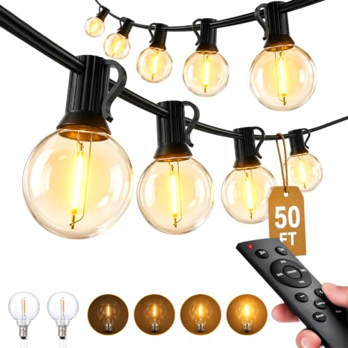Image of Outdoor String Lights 50ft Decorative LED Bulbs IP65 Waterproof Shatterproof for Indoor /Outdoor Energy Saving Hanging Light for Backyard Terrace Garden Balcony (24V Light Dimmable with Remote)