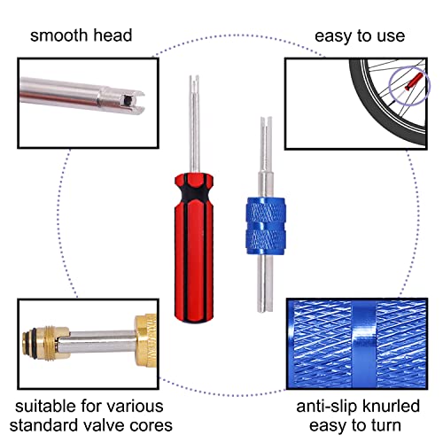 Image of TWTADE Tire Valve Stem Removal Tool Kit, R12 R134a Air Conditioning Valve Core Remover Tool, Single and Dual Heads Valve Core Remover Schrader Valve Tool