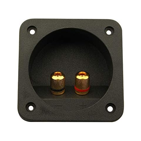 Jopto 2-Way Speaker Box Terminal DIY Home Car Stereo Binding Post Square Spring Cup Connector Acoustic Component Subwoofer Plugs Professional Speaker Junction Box Back Panel Universal Block (Black) Cover
