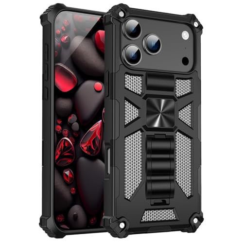 Coque iPhone 17 Pro magnétique noire antichoc avec support de voiture intégré pour votre quotidien