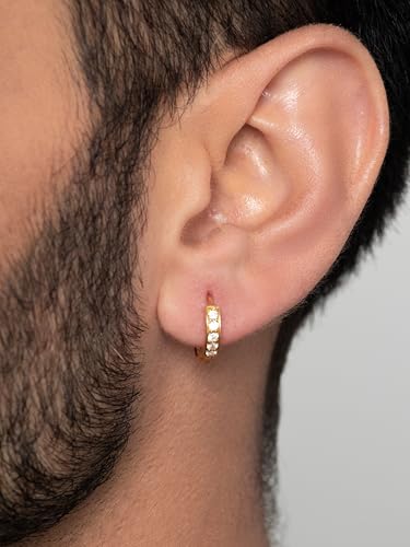 Image of ORIONZ Hoop Earrings for Men & Boys (1 Piece) - 925 Sterling Silver - Gift for Birthday Anniversary - 18k Gold Plated Jewellery - Men Fashion