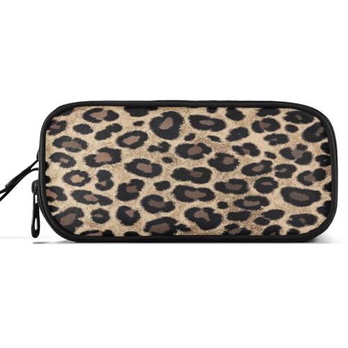 Image of Caikeny Pencil Case Leopard Skin Pen Bag Black Gold Glitter Large Capacity Pencil Box Pen Pouch with Zipper Cosmetic Organizer for Kids Teens Adults