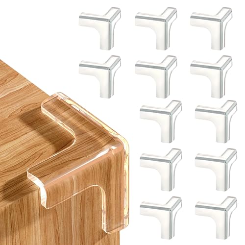 GLUN® 3 Side Baby Proofing Corner Guard, 12 Piece Pack, Self Adhesive Corner Protectors, Child, Infant Safety Bump Edge Guards, T Shape