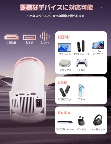 undefined 【2025年5月新機種・20000LM・270°回転】Alprojec プロジェクター 小型 4K対応 台形補正 Bluetooth5.3 HiFiスピーカー内蔵 ホームプロジェクター 270°回転 1080P 50%ズーム式 プロジェクター 天井投影 fire tv stick必要 スタンド一体型 の商品画像 7