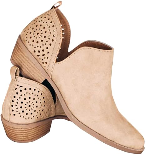JITUUE Women's Cut-Out Ankle Boots